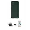 MARSİLYAN™- Galaxy A03S Kılıf Ahenk Serisi - Şeffaf Pasifik Cam Ekran Koruyucu + Kamera Lens Koruma Cam - SF