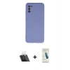MARSİLYAN™- Galaxy A03S Kılıf Ahenk Serisi - Şeffaf Pasifik Cam Ekran Koruyucu + Kamera Lens Koruma Cam - SF