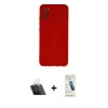 MARSİLYAN™- Galaxy A03S Kılıf Ahenk Serisi - Şeffaf Pasifik Cam Ekran Koruyucu + Kamera Lens Koruma Cam - SF
