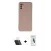 MARSİLYAN™- Galaxy A03S Kılıf Ahenk Serisi - Şeffaf Pasifik Cam Ekran Koruyucu + Kamera Lens Koruma Cam - SF