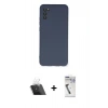 MARSİLYAN™- Galaxy A03S Kılıf Ahenk Serisi - Şeffaf Uv Polymer Nano Ekran Koruyucu + Şeffaf Kamera Lens Koruma Cam