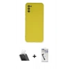 MARSİLYAN™- Galaxy A03S Kılıf Ahenk Serisi - Şeffaf Uv Polymer Nano Ekran Koruyucu + Şeffaf Kamera Lens Koruma Cam