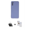 MARSİLYAN™- Galaxy A03S Kılıf Ahenk Serisi - Siyah Seramik Nano Ekran Koruyucu + Kamera Lens Koruma Cam - SF