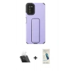 MARSİLYAN™- Galaxy A03S Kılıf Çekirdek Yansıma - Şeffaf Pasifik Cam Ekran Koruyucu + Kamera Lens Koruma Cam - SF