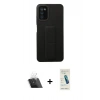 MARSİLYAN™- Galaxy A03S Kılıf Çekirdek Yansıma - Şeffaf Pasifik Cam Ekran Koruyucu + Kamera Lens Koruma Cam - SF