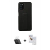 MARSİLYAN™- Galaxy A03S Kılıf Çekirdek Yansıma - Siyah Seramik Nano Ekran Koruyucu + Şeffaf Kamera Lens Koruma Cam