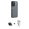MARSİLYAN™- Galaxy A03S Kılıf Eksen Doku Prime - Şeffaf Uv Polymer Nano Ekran Koruyucu + Kamera Lens Koruma Cam - SF