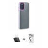 MARSİLYAN™- Galaxy A03S Kılıf Eksen Doku Prime - Şeffaf Uv Polymer Nano Ekran Koruyucu + Kamera Lens Koruma Cam - SF