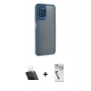 MARSİLYAN™- Galaxy A03S Kılıf Eksen Doku Prime - Şeffaf Uv Polymer Nano Ekran Koruyucu + Kamera Lens Koruma Cam - SF
