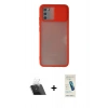 MARSİLYAN™- Galaxy A03S Kılıf Vadi Çizgi - Şeffaf Pasifik Cam Ekran Koruyucu + Kamera Lens Koruma Cam - SF