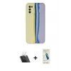 MARSİLYAN™- Galaxy A03S Kılıf Yadigar Çizgi - Şeffaf Pasifik Cam Ekran Koruyucu + Şeffaf Kamera Lens Koruma Cam