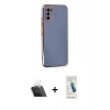 MARSİLYAN™- Galaxy A03S Kılıf Yankı Serisi - Şeffaf Pasifik Cam Ekran Koruyucu + Kamera Lens Koruma Cam - SF