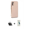MARSİLYAN™- Galaxy A03S Kılıf Yankı Serisi - Şeffaf Pasifik Cam Ekran Koruyucu + Kamera Lens Koruma Cam - SF