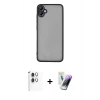 MARSİLYAN™- Galaxy A06 Kılıf Ahenk Çizgi Serisi - Şeffaf Pasifik Cam Ekran Koruyucu + Raze Metal Kamera Lens - GS