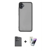 MARSİLYAN™- Galaxy A06 Kılıf Ahenk Çizgi Serisi - Şeffaf Pasifik Cam Ekran Koruyucu + Raze Metal Kamera Lens - SH