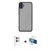 MARSİLYAN™- Galaxy A06 Kılıf Ahenk Çizgi Serisi - Siyah 3D Antistatik Seramik Nano Ekran Koruyucu + Raze Metal Kamera Lens - GS