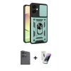 MARSİLYAN™- Galaxy A06 Kılıf Ahenk Klasik - Şeffaf Pasifik Cam Ekran Koruyucu + Raze Metal Kamera Lens - SH