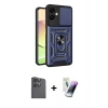 MARSİLYAN™- Galaxy A06 Kılıf Ahenk Klasik - Şeffaf Pasifik Cam Ekran Koruyucu + Raze Metal Kamera Lens - SH