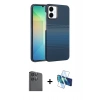 MARSİLYAN™- Galaxy A06 Kılıf Doruk Serisi - Siyah 3D Antistatik Seramik Nano Ekran Koruyucu + Raze Metal Kamera Lens - SH