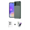 MARSİLYAN™- Galaxy A06 Kılıf Eksen Form Prime - Şeffaf Pasifik Cam Ekran Koruyucu + Raze Metal Kamera Lens - GS