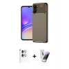 MARSİLYAN™- Galaxy A06 Kılıf Eksen Form Prime - Şeffaf Pasifik Cam Ekran Koruyucu + Raze Metal Kamera Lens - GS