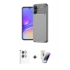 MARSİLYAN™- Galaxy A06 Kılıf Eksen Form Prime - Şeffaf Pasifik Cam Ekran Koruyucu + Raze Metal Kamera Lens - GS