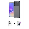 MARSİLYAN™- Galaxy A06 Kılıf Eksen Form Prime - Şeffaf Pasifik Cam Ekran Koruyucu + Raze Metal Kamera Lens - GS