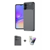 MARSİLYAN™- Galaxy A06 Kılıf Eksen Form Prime - Şeffaf Pasifik Cam Ekran Koruyucu + Raze Metal Kamera Lens - SH