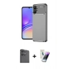 MARSİLYAN™- Galaxy A06 Kılıf Eksen Form Prime - Şeffaf Pasifik Cam Ekran Koruyucu + Raze Metal Kamera Lens - SH