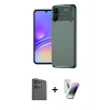 MARSİLYAN™- Galaxy A06 Kılıf Eksen Form Prime - Şeffaf Pasifik Cam Ekran Koruyucu + Raze Metal Kamera Lens - SH