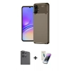 MARSİLYAN™- Galaxy A06 Kılıf Eksen Form Prime - Şeffaf Pasifik Cam Ekran Koruyucu + Raze Metal Kamera Lens - SH