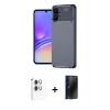 MARSİLYAN™- Galaxy A06 Kılıf Eksen Form Prime - Siyah 3D Antistatik Hayalet Cam Ekran Koruyucu + Raze Metal Kamera Lens - GS