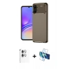 MARSİLYAN™- Galaxy A06 Kılıf Eksen Form Prime - Siyah 3D Antistatik Seramik Nano Ekran Koruyucu + Raze Metal Kamera Lens - GS