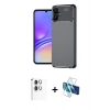 MARSİLYAN™- Galaxy A06 Kılıf Eksen Form Prime - Siyah 3D Antistatik Seramik Nano Ekran Koruyucu + Raze Metal Kamera Lens - GS