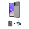 MARSİLYAN™- Galaxy A06 Kılıf Eksen Form Prime - Siyah 3D Antistatik Seramik Nano Ekran Koruyucu + Raze Metal Kamera Lens - SH