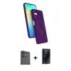 MARSİLYAN™- Galaxy A06 Kılıf İz Işık Koleksiyonu - Siyah 3D Antistatik Hayalet Cam Ekran Koruyucu + Raze Metal Kamera Lens - SH