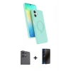 MARSİLYAN™- Galaxy A06 Kılıf İz Işık Koleksiyonu - Siyah 3D Antistatik Hayalet Cam Ekran Koruyucu + Raze Metal Kamera Lens - SH