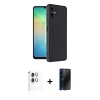 MARSİLYAN™- Galaxy A06 Kılıf Kıvılcım Işık Serisi - Siyah 3D Antistatik Hayalet Cam Ekran Koruyucu + Raze Metal Kamera Lens - GS