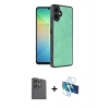 MARSİLYAN™- Galaxy A06 Kılıf Kıvılcım Işık Serisi - Siyah 3D Antistatik Seramik Nano Ekran Koruyucu + Raze Metal Kamera Lens - SH