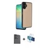 MARSİLYAN™- Galaxy A06 Kılıf Kıvılcım Işık Serisi - Siyah 3D Antistatik Seramik Nano Ekran Koruyucu + Raze Metal Kamera Lens - SH