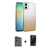 MARSİLYAN™- Galaxy A06 Kılıf Kıvılcım Minimal Özel Seri - Siyah 3D Antistatik Hayalet Cam Ekran Koruyucu + Raze Metal Kamera Lens - SH