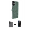 MARSİLYAN™- Galaxy A06 Kılıf Siluet Işık Serisi - Siyah 3D Antistatik Hayalet Cam Ekran Koruyucu + Raze Metal Kamera Lens - SH