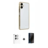 MARSİLYAN™- Galaxy A06 Kılıf Vadi Minimal - Siyah 3D Antistatik Hayalet Cam Ekran Koruyucu + Raze Metal Kamera Lens - GS