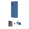 MARSİLYAN™- Galaxy A06 Kılıf Yankı Yansıma Özel Seri - Siyah 3D Antistatik Cam Ekran Koruyucu + Raze Metal Kamera Lens - SH