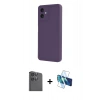 MARSİLYAN™- Galaxy A06 Kılıf Yankı Yansıma Özel Seri - Siyah 3D Antistatik Cam Ekran Koruyucu + Raze Metal Kamera Lens - SH