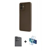 MARSİLYAN™- Galaxy A06 Kılıf Yankı Yansıma Özel Seri - Siyah 3D Antistatik Cam Ekran Koruyucu + Raze Metal Kamera Lens - SH