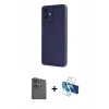 MARSİLYAN™- Galaxy A06 Kılıf Yankı Yansıma Özel Seri - Siyah 3D Antistatik Cam Ekran Koruyucu + Raze Metal Kamera Lens - SH