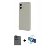 MARSİLYAN™- Galaxy A06 Kılıf Yankı Yansıma Özel Seri - Siyah 3D Antistatik Cam Ekran Koruyucu + Raze Metal Kamera Lens - SH