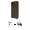 MARSİLYAN™- Galaxy A06 Kılıf Yankı Yansıma Özel Seri - Siyah 3D Antistatik Seramik Nano Ekran Koruyucu + Raze Metal Kamera Lens - GS