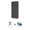 MARSİLYAN™- Galaxy A06 Kılıf Yankı Yansıma Özel Seri - Siyah 3D Antistatik Seramik Nano Ekran Koruyucu + Raze Metal Kamera Lens - GS